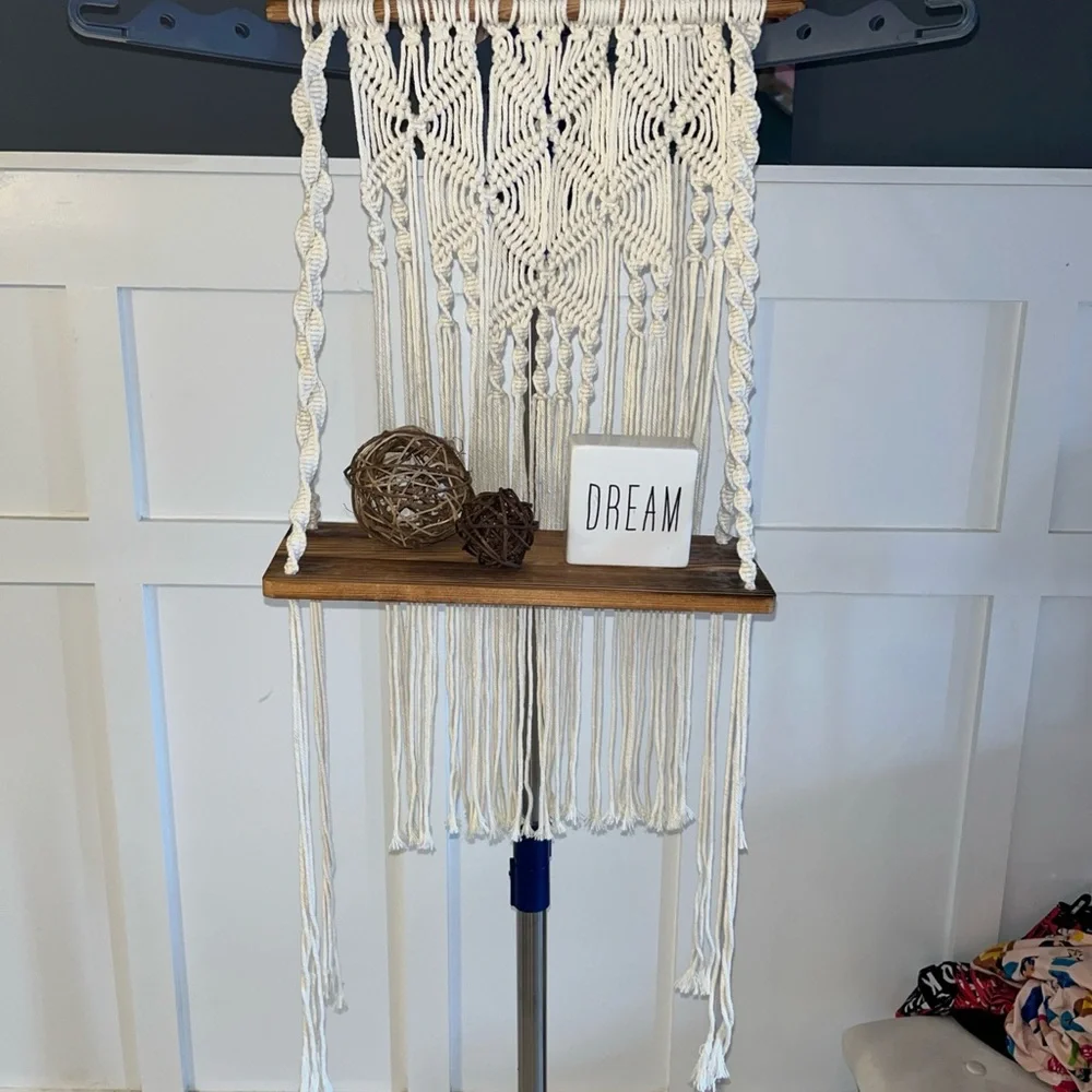 Boho macrame hanging shelf